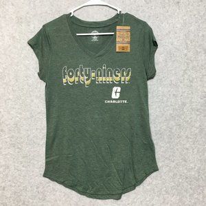 UNC Charlotte Forty-Niners Womens Small 4/6 Shirt Green Short Sleeve V-neck